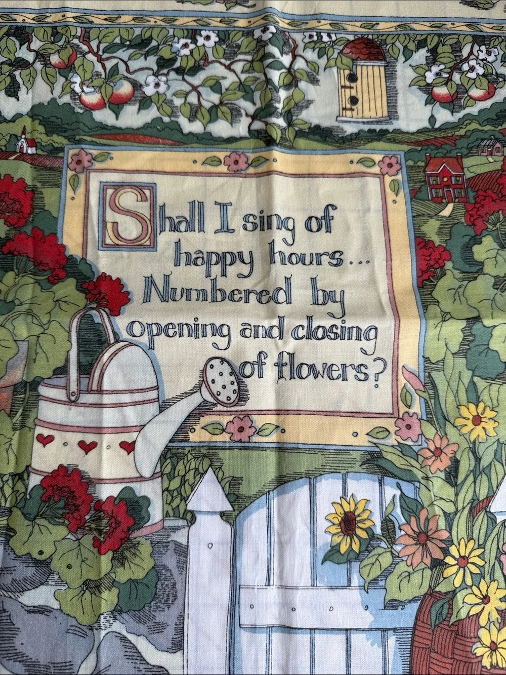 Vintage 1994 Susan Winget Garden Fabric Panels Lot of 3 Country Cottage Floral